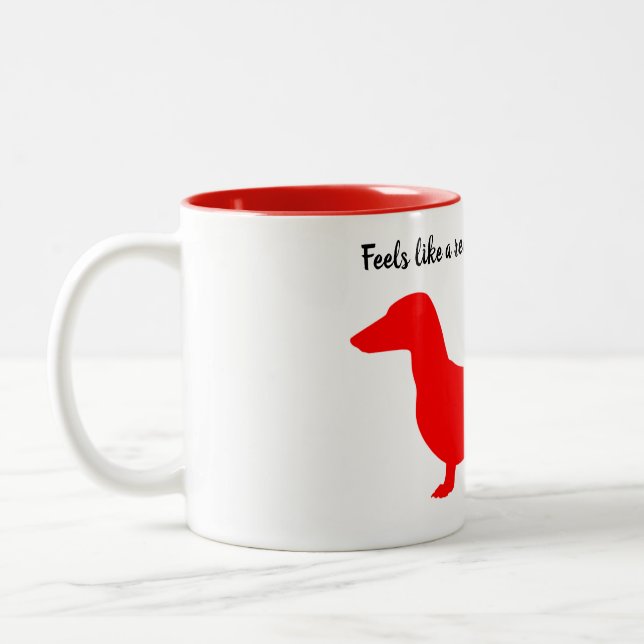 Silhouette rouge Dachshund Mug (Gauche)