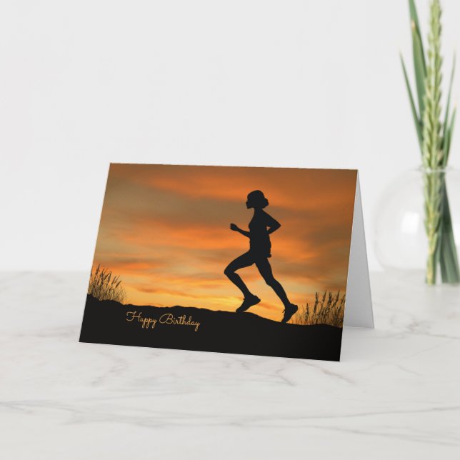 Silhouette Runner avec une carte d'anniversaire le (Devant)