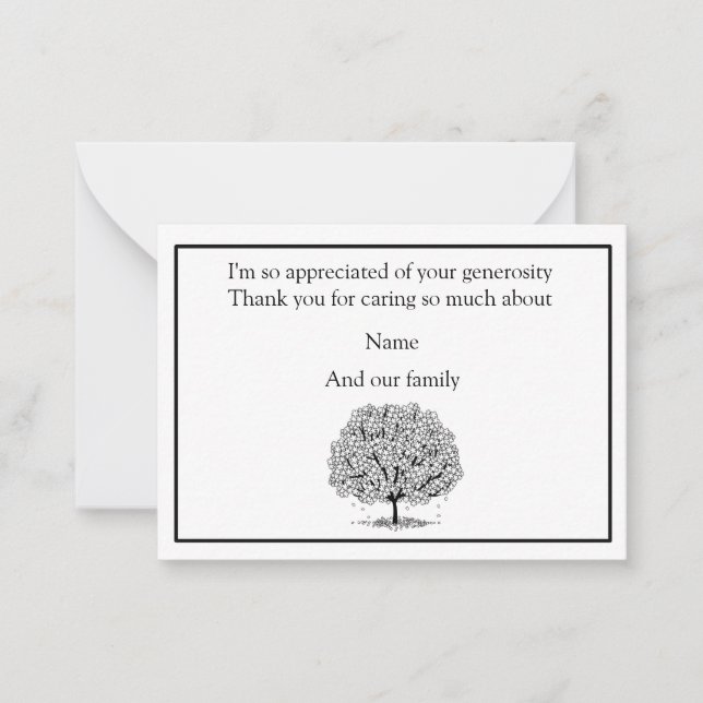 Silhouette Sakura Leaves After Funeral Thank You Card (Front)