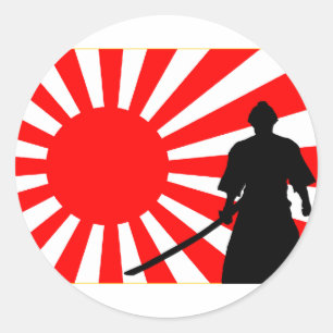 Silhouette Samurai Classic Round Sticker