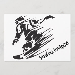 Silhouette Snowboard Mountain Invitation d'anniver