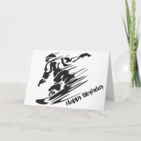 Silhouette Snowboarding Mountain Happy Birthday