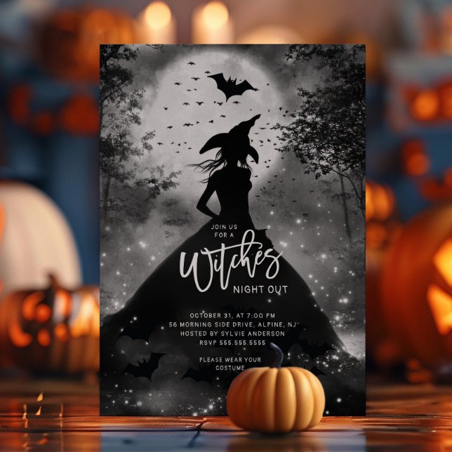 Silhouette Sorcière Halloween Fête Invitation (Créateur téléchargé)