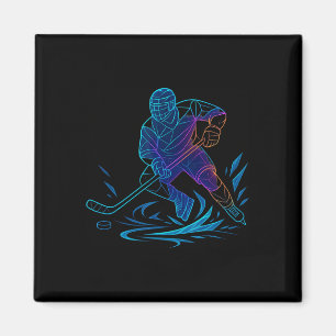 Silhouette Sports Puck Athlete Action Art Hockey P Magnet