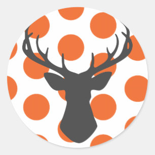 Silhouette Stag Head Classic Round Sticker
