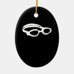 Silhouette Swimming Lover Swim Goggles Funny Swimm Ceramic Ornament