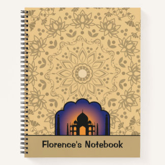 Silhouette Taj Mahal Personalized Name Notebook
