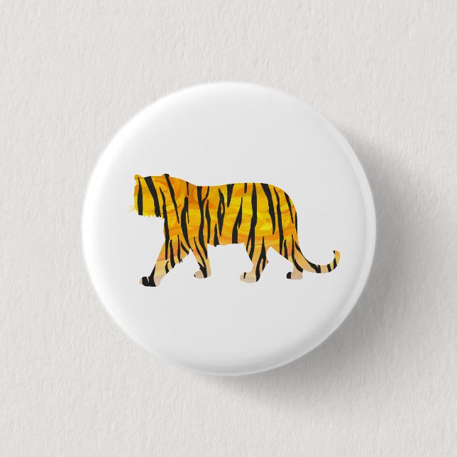 Silhouette Tiger Black and Orange 1 Inch Round Button (Front)