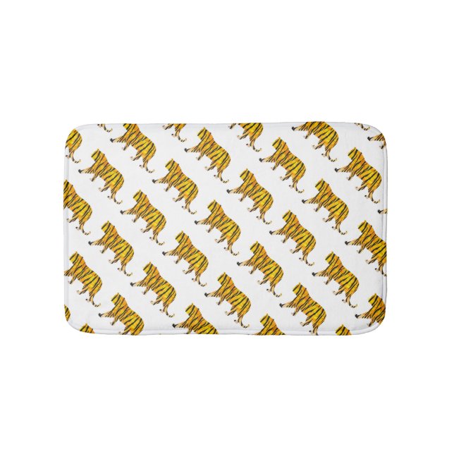 Silhouette Tiger Black and Orange Bath Mat (Front)