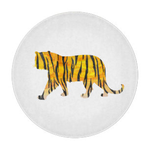 Silhouette Tiger Black and Orange Cutting Board
