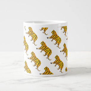 Silhouette Tiger Black and Orange Large Coffee Mug