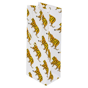 Silhouette Tiger Black and Orange Wine Gift Bag