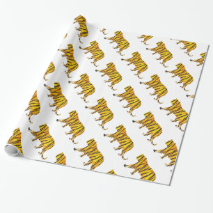 Silhouette Tiger Black and Orange Wrapping Paper