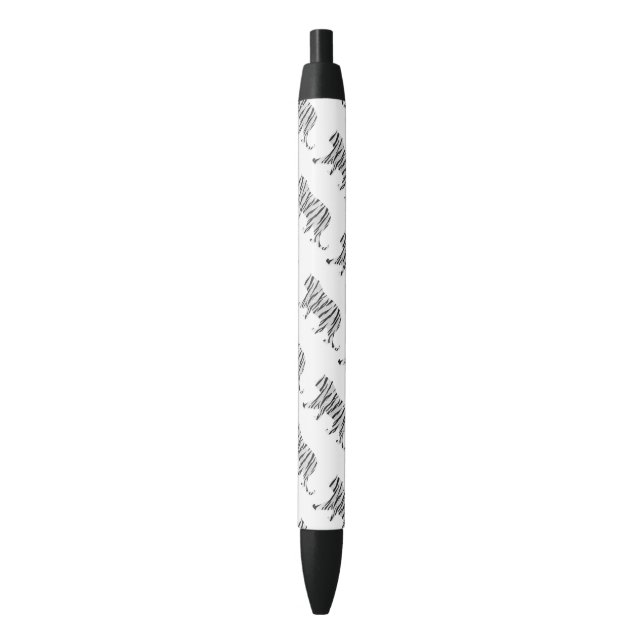 Silhouette Tiger Black and White Black Ink Pen (Front Vertical)
