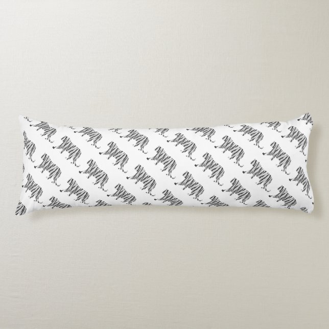 Silhouette Tiger Black and White Body Pillow (Front)