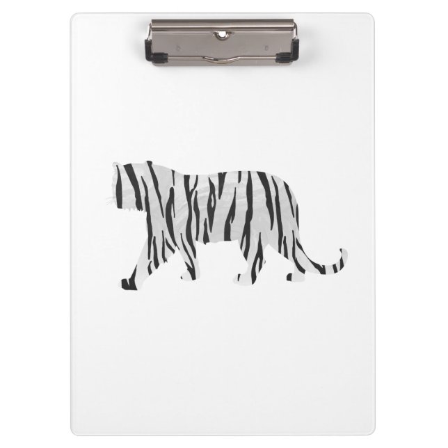 Silhouette Tiger Black and White Clipboard (Front)