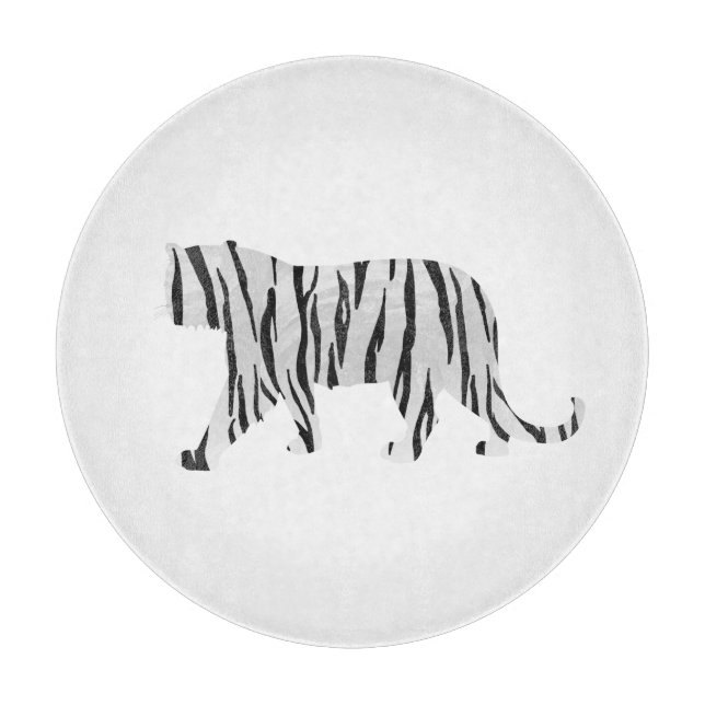 Silhouette Tiger Black and White Cutting Board (Front)