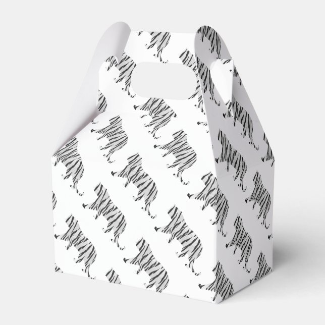 Silhouette Tiger Black and White Favor Box (Front Side)