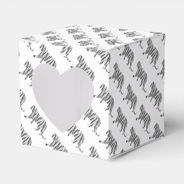 Silhouette Tiger Black and White Favor Box (Front Side)