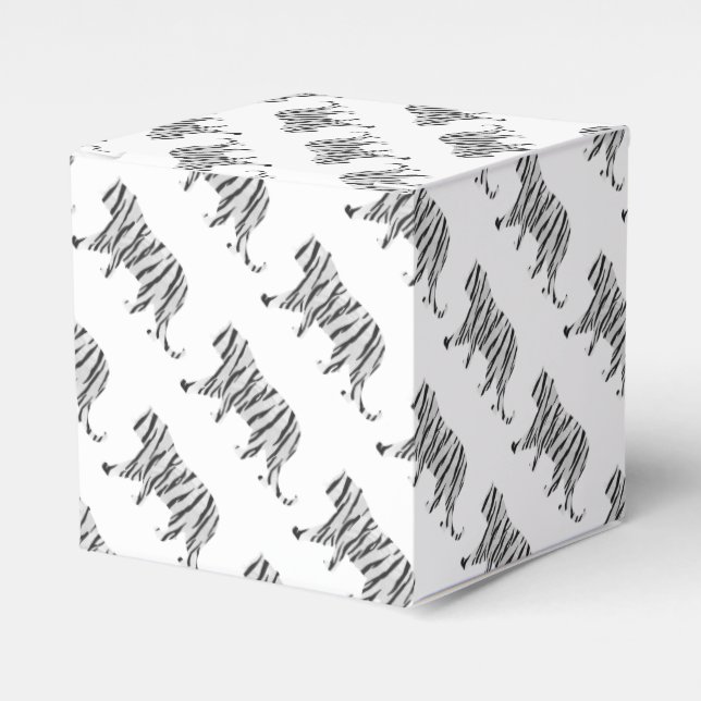 Silhouette Tiger Black and White Favor Box (Front Side)