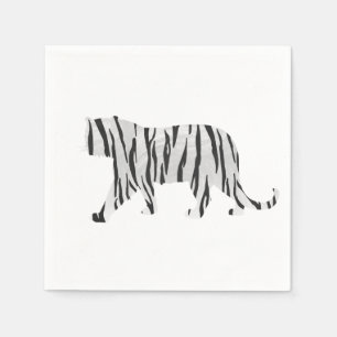 Silhouette Tiger Black and White Napkin