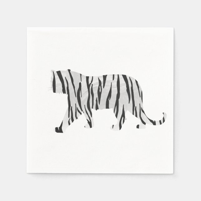 Silhouette Tiger Black and White Napkin (Front)