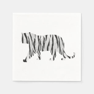 Silhouette Tiger Black and White Napkin