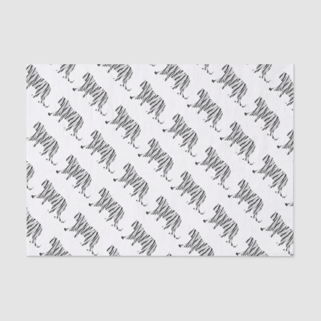 Silhouette Tiger Black and White Tissue Paper (Front)