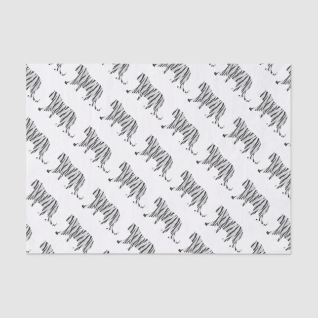 Silhouette Tiger Black and White Tissue Paper (Front)