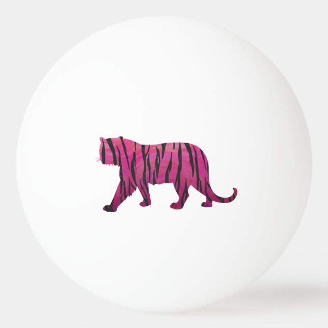 Silhouette Tiger Pink and Black Ping Pong Ball (Back)