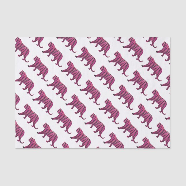 Silhouette Tiger Pink and Black Tissue Paper (Front)
