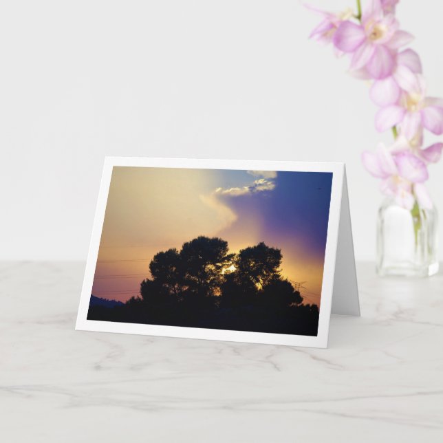 Silhouette Tree Landscape Card (Orchid)