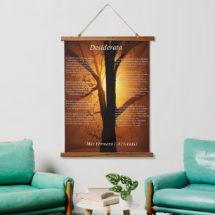 Silhouette tree with a beautiful orange sunset hanging tapestry