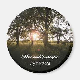 Silhouette Trees And Sunlight Personalized Weddin Magnet