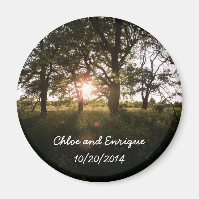 Silhouette Trees And Sunlight Personalized Weddin Magnet (Front)