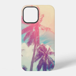 Silhouette tropical palm tree with sun light on su iPhone 12 case