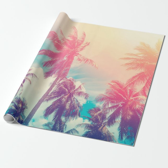Silhouette tropical palm tree with sun light on su wrapping paper (Unrolled)