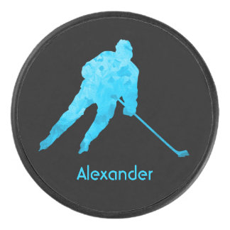 Silhouette turquoise du joueur de hockey sur glace