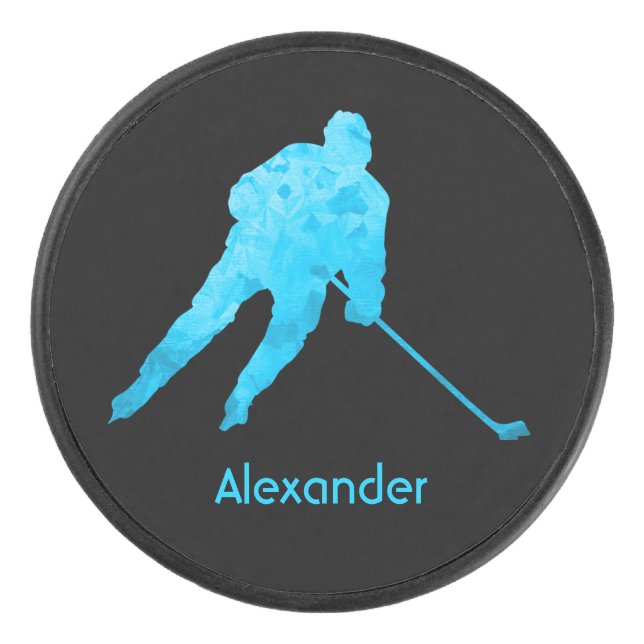 Silhouette turquoise du joueur de hockey sur glace (Devant)