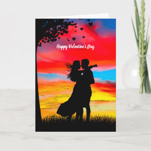 Silhouette Valentine's Day Couple Holiday Card