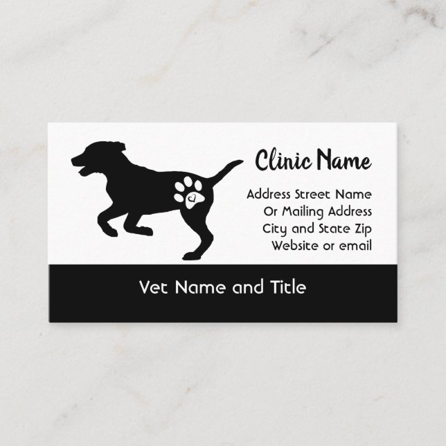 Silhouette vétérinaire de chien de carte de visite (Devant)
