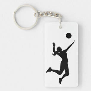 silhouette volleyball women keychain