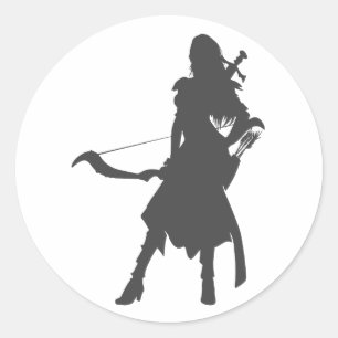 Silhouette warrior woman - Choose background colou Classic Round Sticker