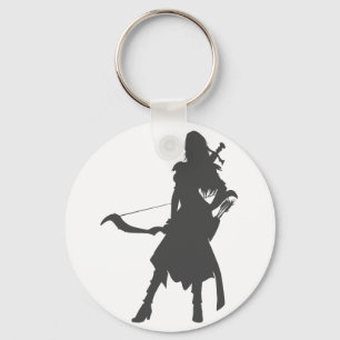 Silhouette warrior woman - Choose background colou Keychain