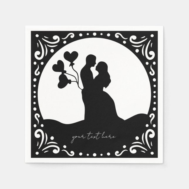 Silhouette Wedding Couple paper napkins (Front)