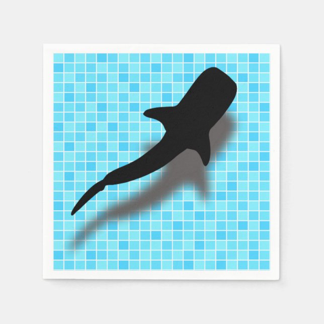 Silhouette Whale Shark in Swimming Pool Napkin (Front)