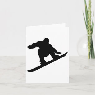 Silhouette While Snowboarding On A Ski Vacation Card