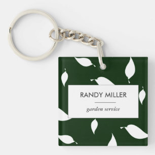 Silhouette white leaves green keychain