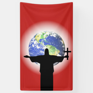 Silhouette with a cross banner