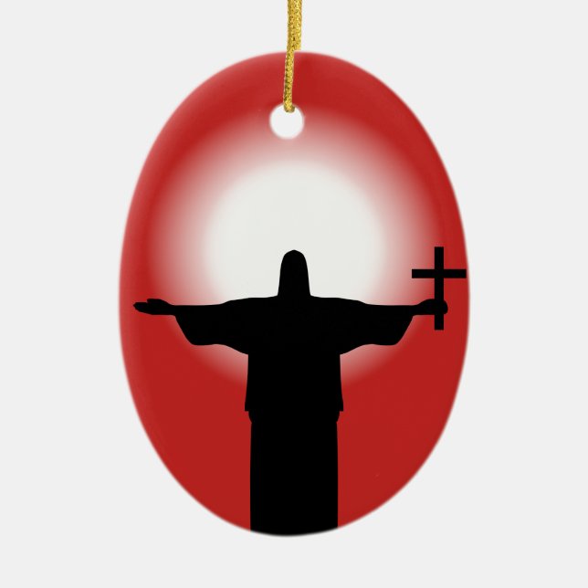 Silhouette with a cross ceramic ornament (Front)